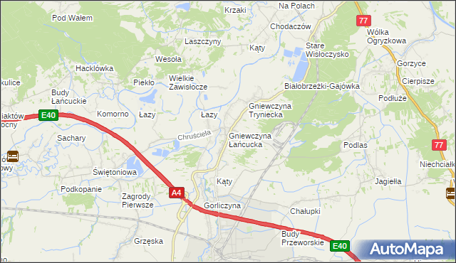 mapa Gniewczyna Łańcucka, Gniewczyna Łańcucka na mapie Targeo