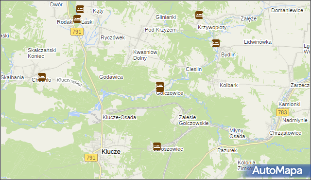 mapa Golczowice gmina Klucze, Golczowice gmina Klucze na mapie Targeo