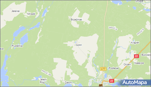mapa Golin gmina Człopa, Golin gmina Człopa na mapie Targeo