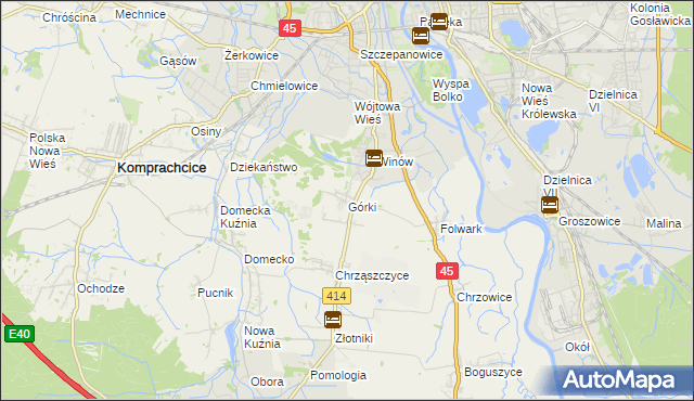 mapa Górki gmina Prószków, Górki gmina Prószków na mapie Targeo
