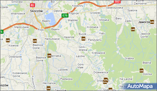 mapa Górki Wielkie, Górki Wielkie na mapie Targeo