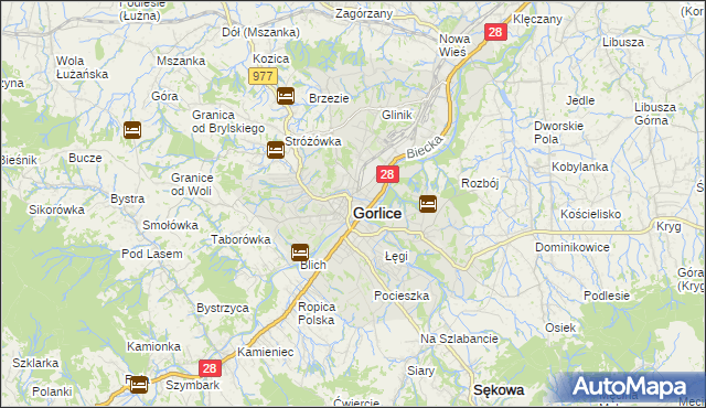 mapa Gorlic, Gorlice na mapie Targeo