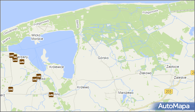 mapa Górsko gmina Postomino, Górsko gmina Postomino na mapie Targeo