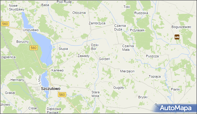 mapa Gorzeń gmina Szczutowo, Gorzeń gmina Szczutowo na mapie Targeo
