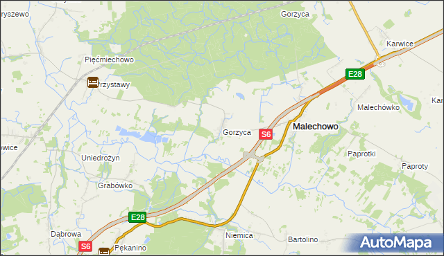 mapa Gorzyca gmina Malechowo, Gorzyca gmina Malechowo na mapie Targeo