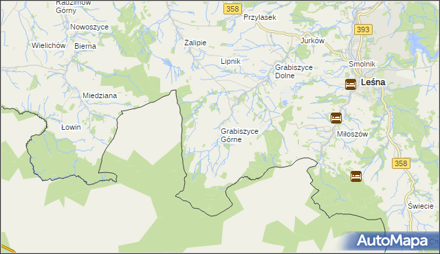 mapa Grabiszyce Górne, Grabiszyce Górne na mapie Targeo