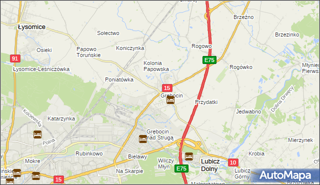mapa Grębocin gmina Lubicz, Grębocin gmina Lubicz na mapie Targeo