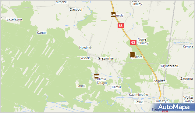 mapa Gręzówka, Gręzówka na mapie Targeo