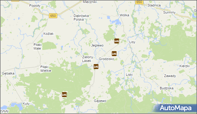 mapa Grodzisko gmina Banie Mazurskie, Grodzisko gmina Banie Mazurskie na mapie Targeo