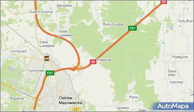 mapa Grudzie gmina Ostrów Mazowiecka, Grudzie gmina Ostrów Mazowiecka na mapie Targeo