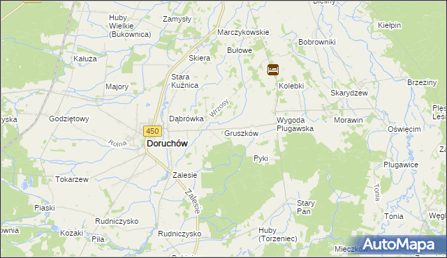 mapa Gruszków gmina Doruchów, Gruszków gmina Doruchów na mapie Targeo