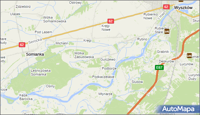 mapa Gulczewo gmina Wyszków, Gulczewo gmina Wyszków na mapie Targeo