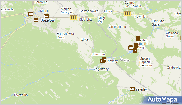 mapa Hamernia gmina Józefów, Hamernia gmina Józefów na mapie Targeo