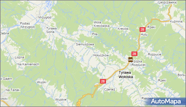 mapa Hołuczków, Hołuczków na mapie Targeo