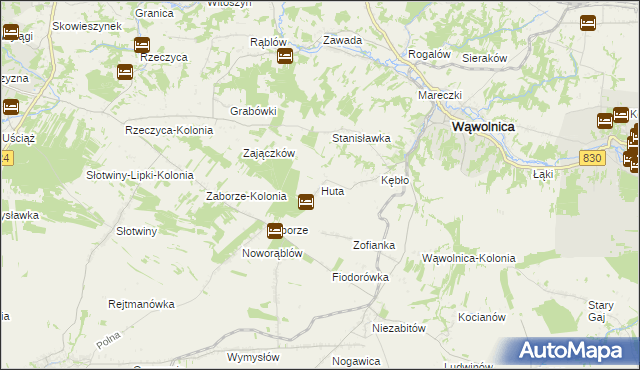 mapa Huta gmina Wąwolnica, Huta gmina Wąwolnica na mapie Targeo