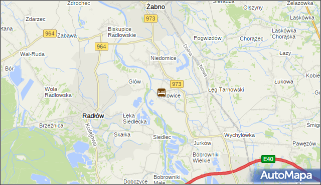 mapa Ilkowice gmina Żabno, Ilkowice gmina Żabno na mapie Targeo