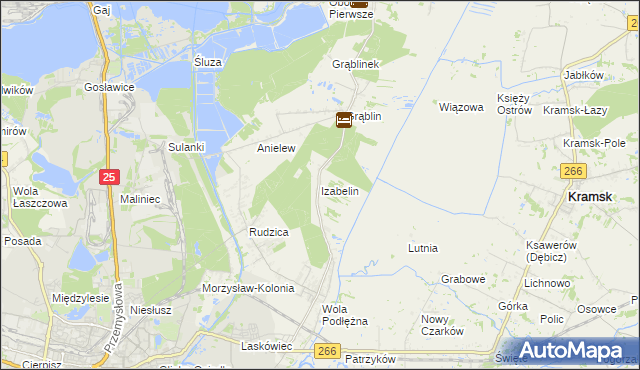 mapa Izabelin gmina Kramsk, Izabelin gmina Kramsk na mapie Targeo