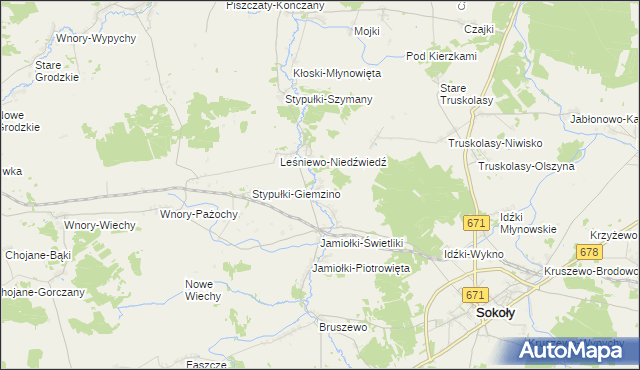 mapa Jamiołki-Kowale, Jamiołki-Kowale na mapie Targeo