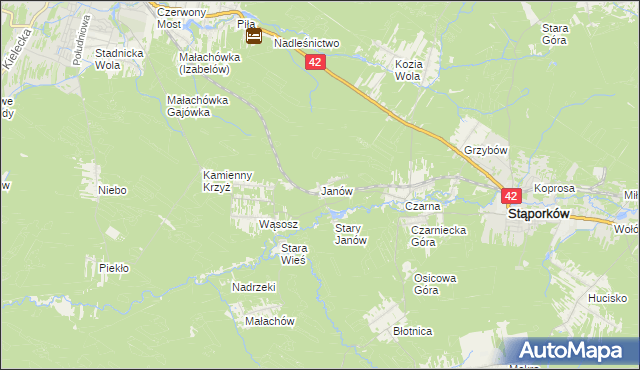 mapa Janów gmina Stąporków, Janów gmina Stąporków na mapie Targeo