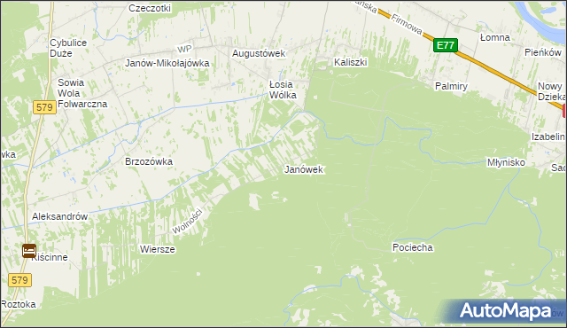 mapa Janówek gmina Czosnów, Janówek gmina Czosnów na mapie Targeo
