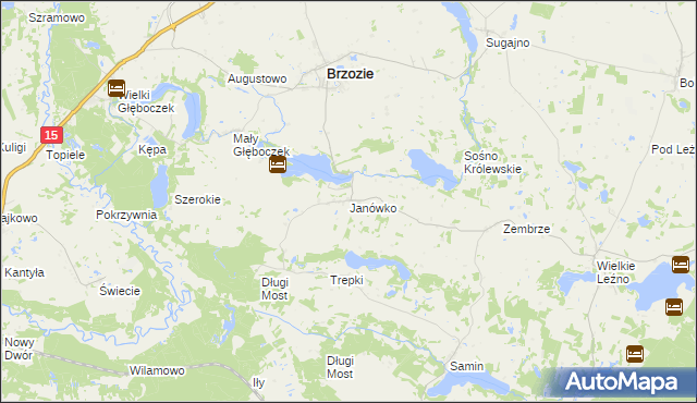 mapa Janówko gmina Brzozie, Janówko gmina Brzozie na mapie Targeo