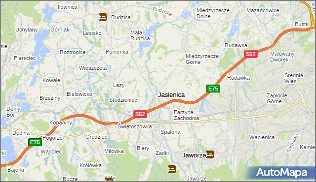 mapa Jasienica powiat bielski, Jasienica powiat bielski na mapie Targeo