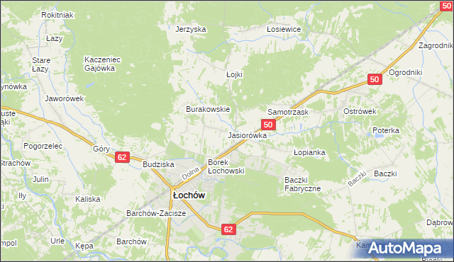 mapa Jasiorówka, Jasiorówka na mapie Targeo