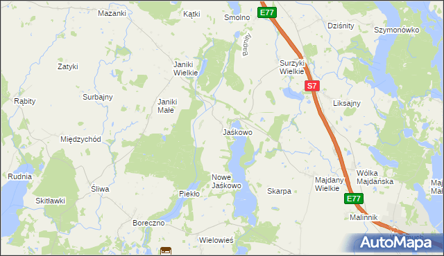 mapa Jaśkowo gmina Zalewo, Jaśkowo gmina Zalewo na mapie Targeo