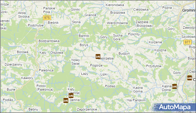 mapa Jastrzębia gmina Ciężkowice, Jastrzębia gmina Ciężkowice na mapie Targeo