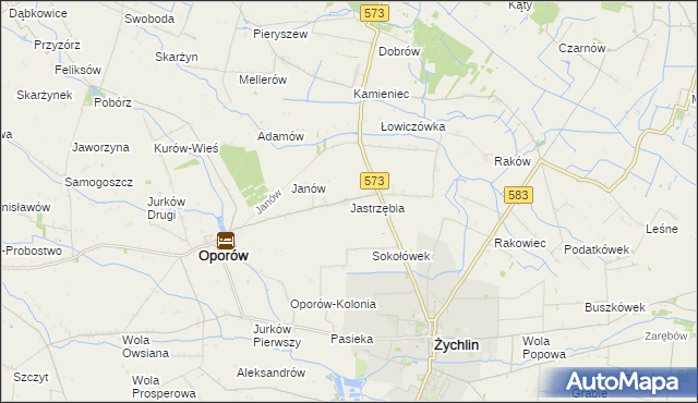 mapa Jastrzębia gmina Oporów, Jastrzębia gmina Oporów na mapie Targeo