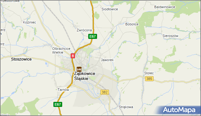mapa Jaworek gmina Ząbkowice Śląskie, Jaworek gmina Ząbkowice Śląskie na mapie Targeo