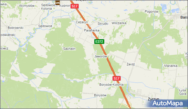 mapa Jaworów gmina Żyrzyn, Jaworów gmina Żyrzyn na mapie Targeo