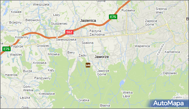 mapa Jaworze powiat bielski, Jaworze powiat bielski na mapie Targeo