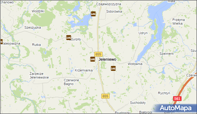 mapa Jeleniewo, Jeleniewo na mapie Targeo