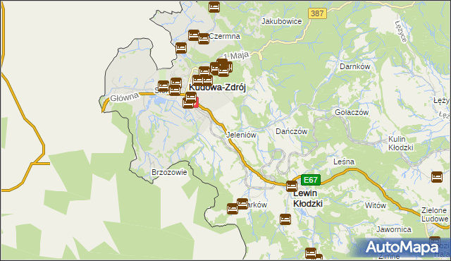 mapa Jeleniów gmina Lewin Kłodzki, Jeleniów gmina Lewin Kłodzki na mapie Targeo