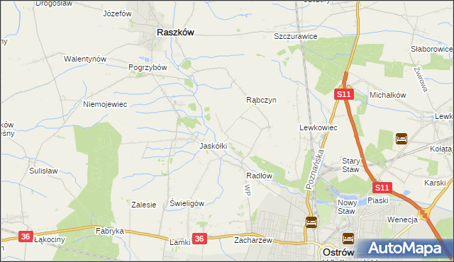 mapa Jelitów gmina Raszków, Jelitów gmina Raszków na mapie Targeo