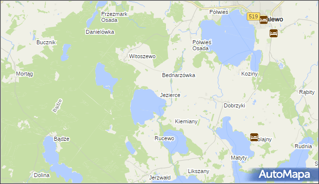 mapa Jezierce gmina Zalewo, Jezierce gmina Zalewo na mapie Targeo