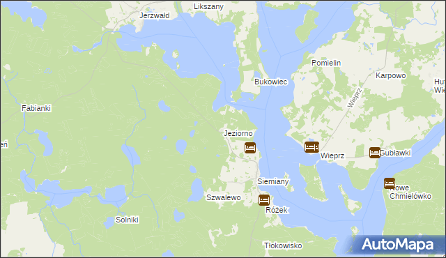 mapa Jeziorno gmina Iława, Jeziorno gmina Iława na mapie Targeo