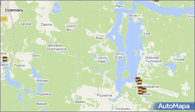 mapa Joniny Małe, Joniny Małe na mapie Targeo