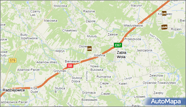 mapa Józefina gmina Żabia Wola, Józefina gmina Żabia Wola na mapie Targeo