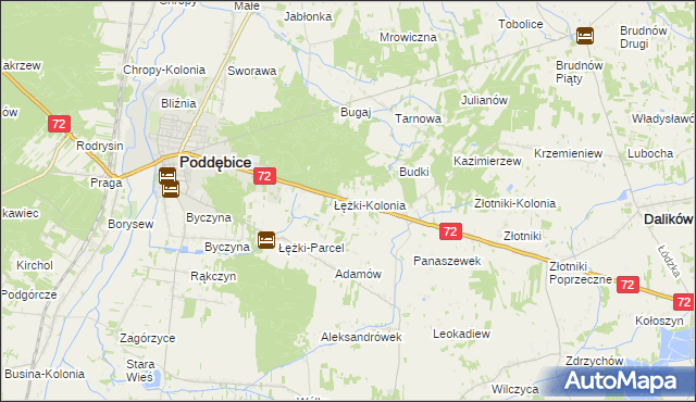 mapa Józefka gmina Poddębice, Józefka gmina Poddębice na mapie Targeo