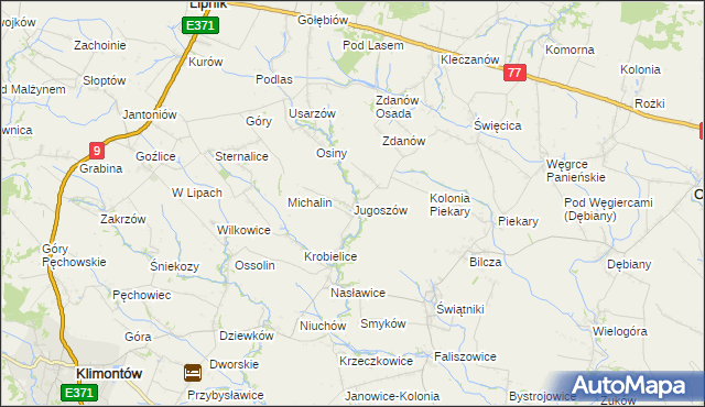 mapa Jugoszów, Jugoszów na mapie Targeo