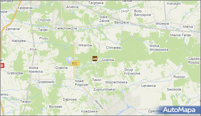 mapa Julianów gmina Siennica, Julianów gmina Siennica na mapie Targeo
