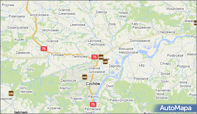 mapa Jurków gmina Czchów, Jurków gmina Czchów na mapie Targeo