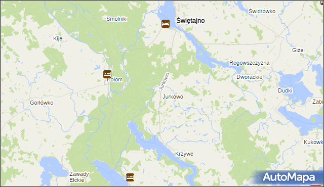 mapa Jurkowo gmina Świętajno, Jurkowo gmina Świętajno na mapie Targeo