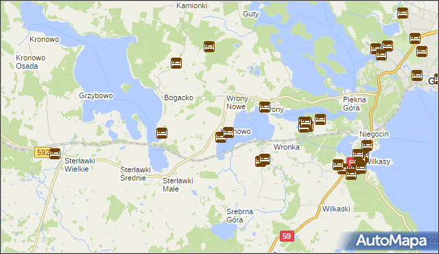 mapa Kalinowo gmina Giżycko, Kalinowo gmina Giżycko na mapie Targeo