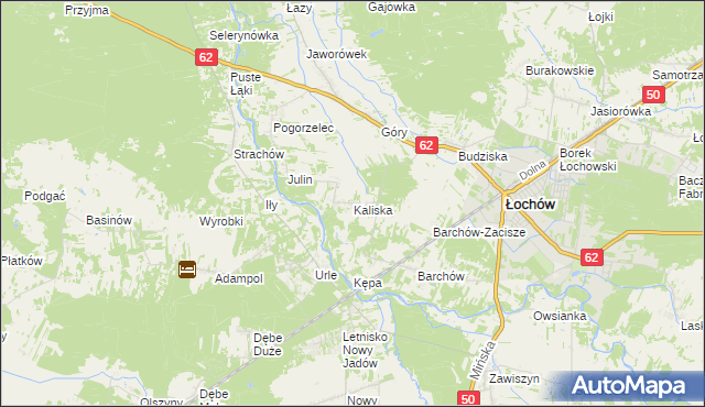 mapa Kaliska gmina Łochów, Kaliska gmina Łochów na mapie Targeo