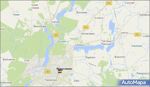 mapa Kaliska gmina Wągrowiec, Kaliska gmina Wągrowiec na mapie Targeo