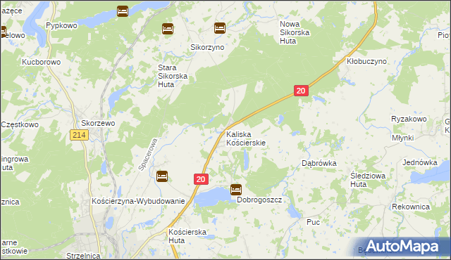 mapa Kaliska Kościerskie, Kaliska Kościerskie na mapie Targeo