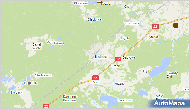 mapa Kaliska powiat starogardzki, Kaliska powiat starogardzki na mapie Targeo